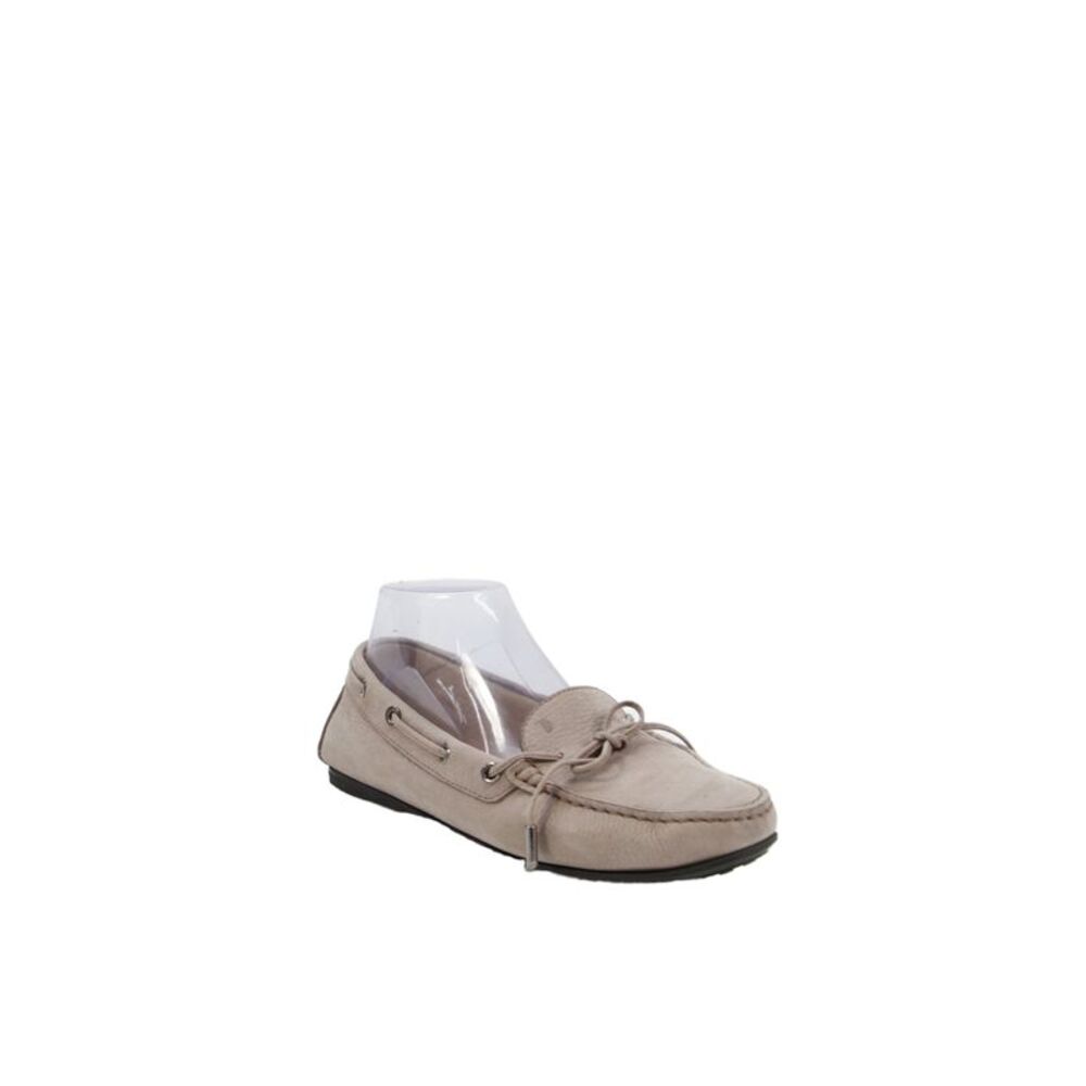 Tods Womens Slip On Round Toe Leather Loafers Brown Size 38